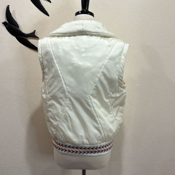 Vintage 90's Andy Johns Cream Puffer Vest With Knit Trim - L - Picture 6 of 7